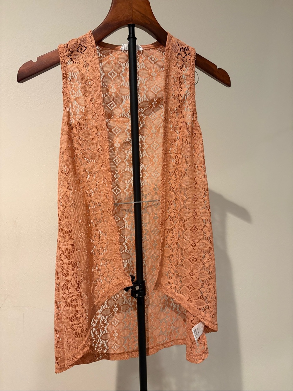 Beautees girls Peach Crochet Lace Vest 7-8 years